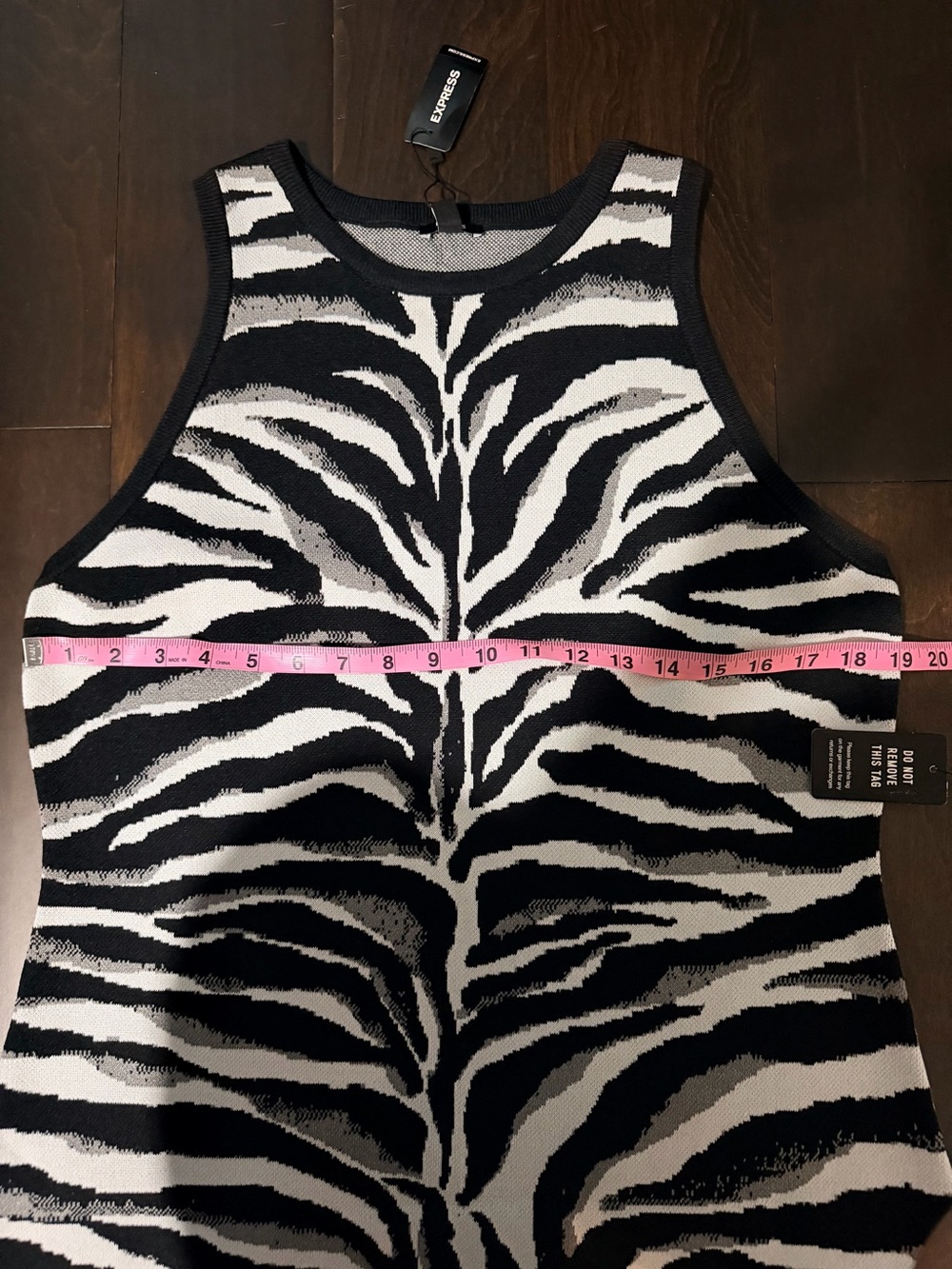 NWT- Express Black and White Zebra Print Midi Dress (Size XL) - Picture 3 of 6